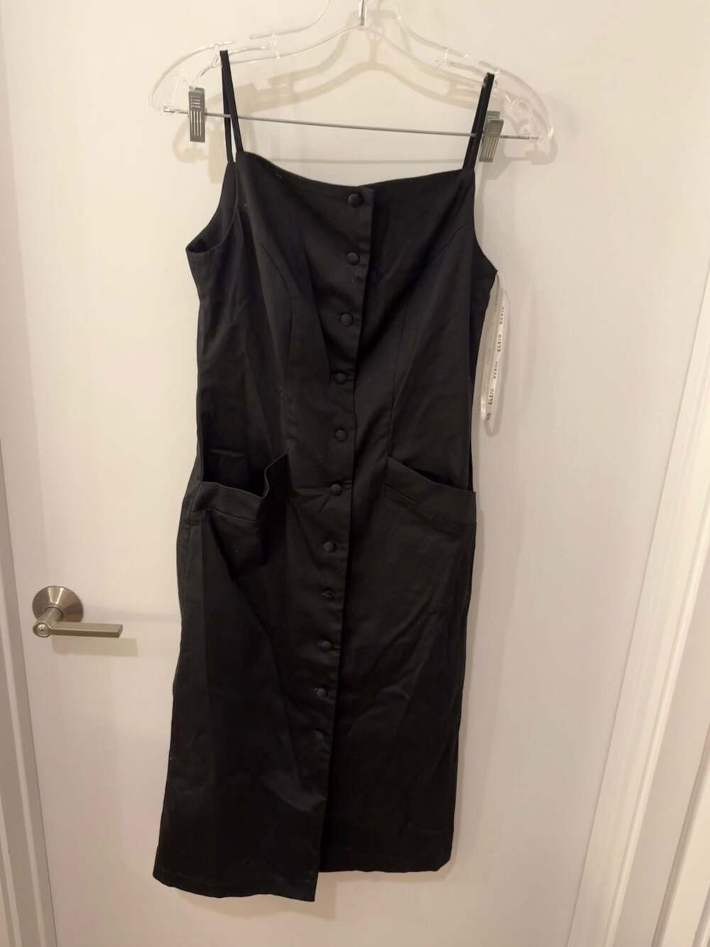 KLEID FOR HER Black Button-Front Midi Dress